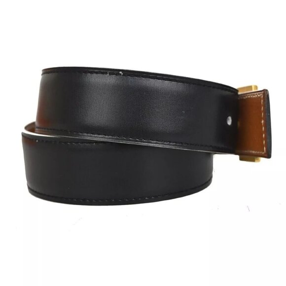 HERMES H Logo Constance Reversible Buckle Belt Leather Black Brown 85RH305 - Picture 11 of 12